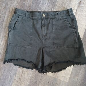 Aerie Black Cotton Frayed Hem Shorts